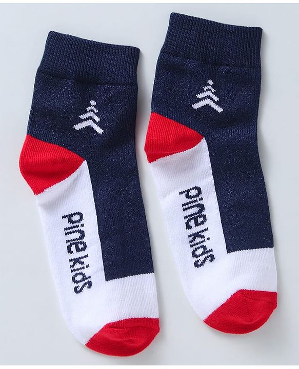 Pine Kids Ankle Length Socks with  Logo Design Pack Of 3 (Colour May Vary)
