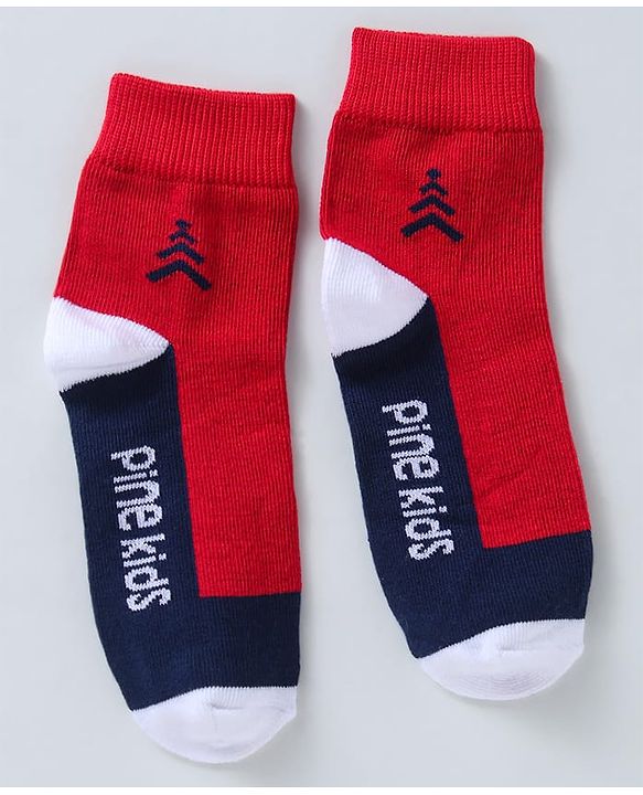 Pine Kids Ankle Length Socks with  Logo Design Pack Of 3 (Colour May Vary)