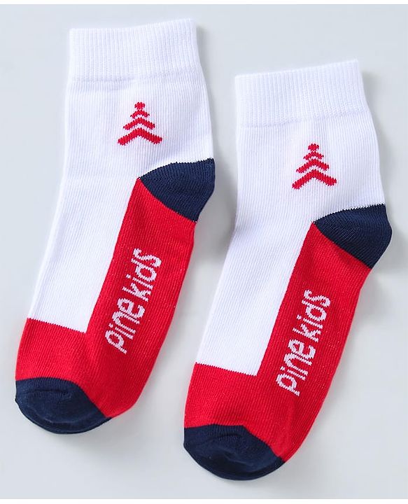 Pine Kids Ankle Length Socks with  Logo Design Pack Of 3 (Colour May Vary)