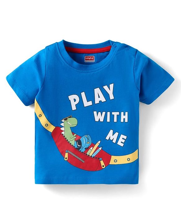 Babyhug Disney Single Jersey Knit Half Sleeves Dino Print T-Shirt & Shorts Set - Red & Blue