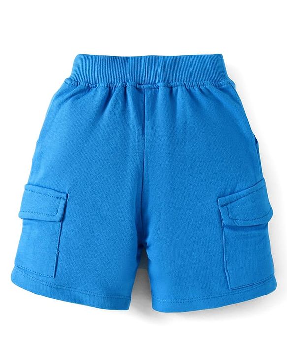 Babyhug Single Jersey Knit Sleeveless Tank T-Shirt & Shorts Set With Tree Print - Light Green & Blue