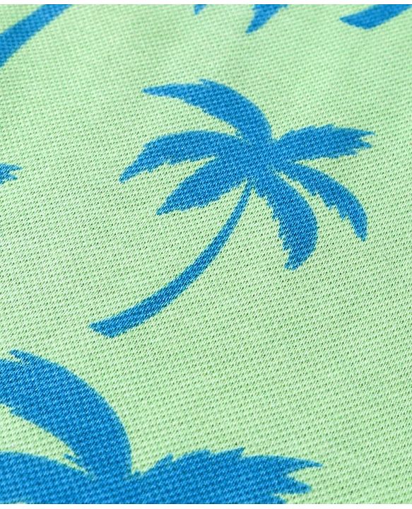 Babyhug Single Jersey Knit Sleeveless Tank T-Shirt & Shorts Set With Tree Print - Light Green & Blue