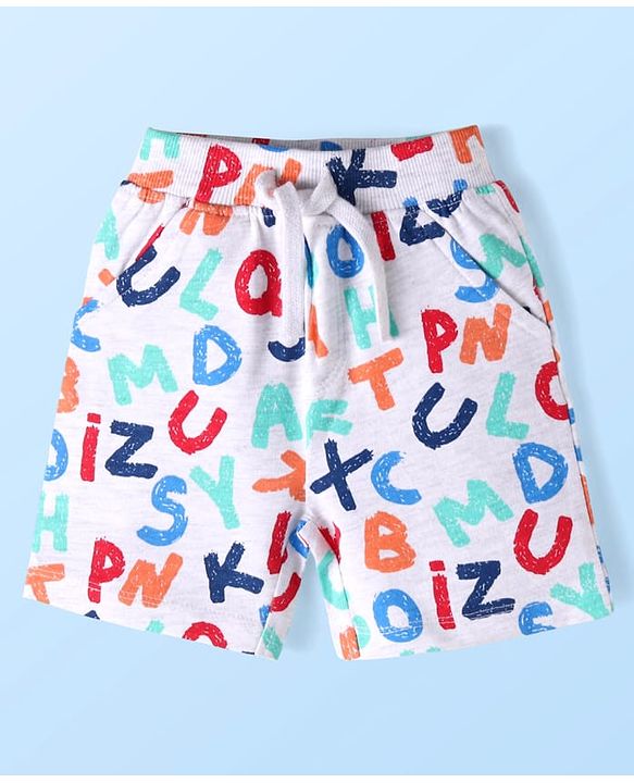 Babyhug Single Jersey Knit  Sleeveless T-Shirt & Shorts Set with Alphabets Print - White