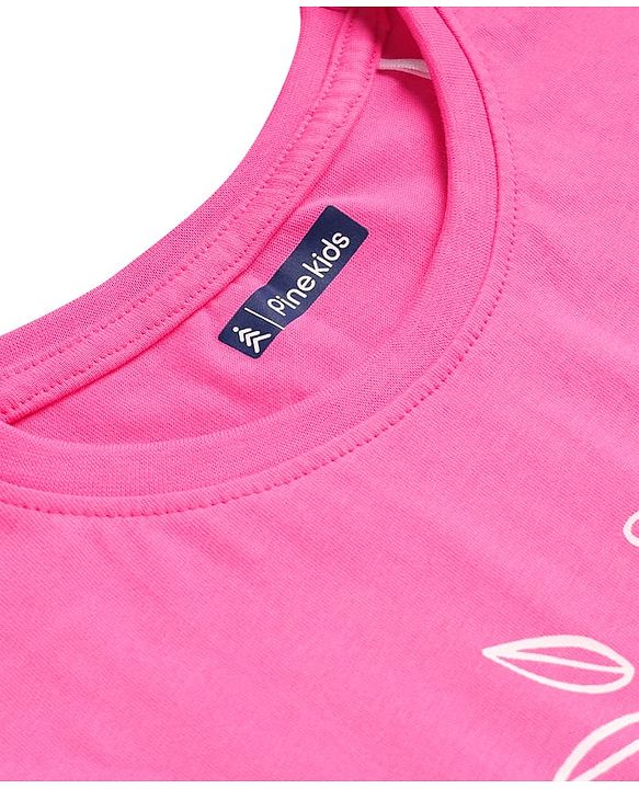 Pine Kids Cotton Knit Half Sleeves Drop Shoulder T-Shirt With Believe In You Text Print - Pink