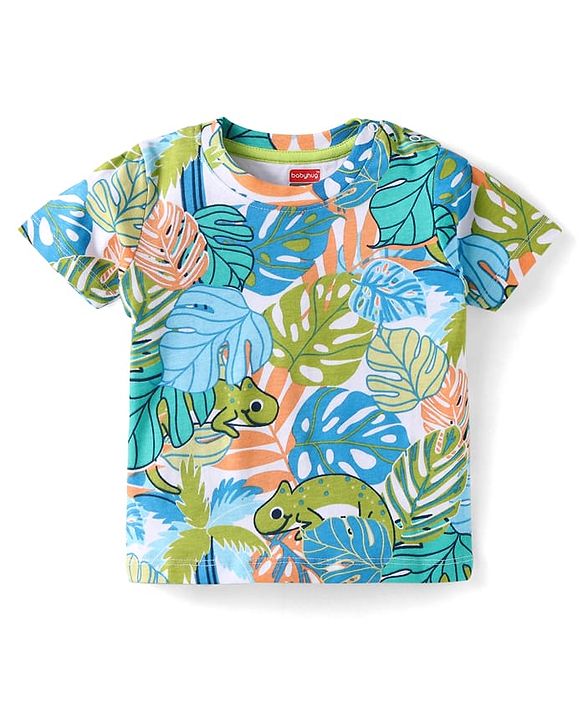 Babyhug Tshirt and Bottomwear Boy Half sleeves Shoulder-Snap Buttons