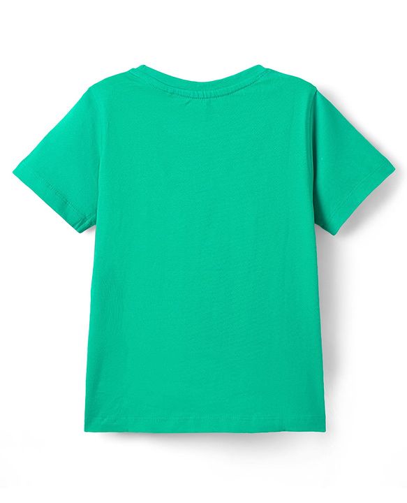 Pine Kids Cotton Knit Half Sleeves T-Shirt With Live Brightly Loudly Text Print - Light Green