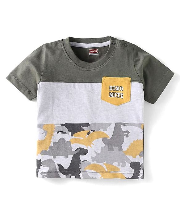 Babyhug Tshirt and Bottomwear Boy Half sleeves Shoulder-Snap Buttons