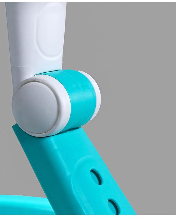 Babyhug Teddy Foldable Baby Walker with Toy Bar Music & Lights - Teal Blue| Adjustable Height| 360° Swivel Wheels| Detachable Toy Bar