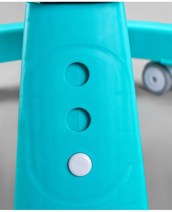 Babyhug Teddy Foldable Baby Walker with Toy Bar Music & Lights - Teal Blue| Adjustable Height| 360° Swivel Wheels| Detachable Toy Bar