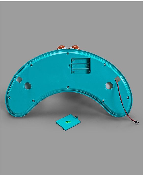 Babyhug Teddy Foldable Baby Walker with Toy Bar Music & Lights - Teal Blue| Adjustable Height| 360° Swivel Wheels| Detachable Toy Bar