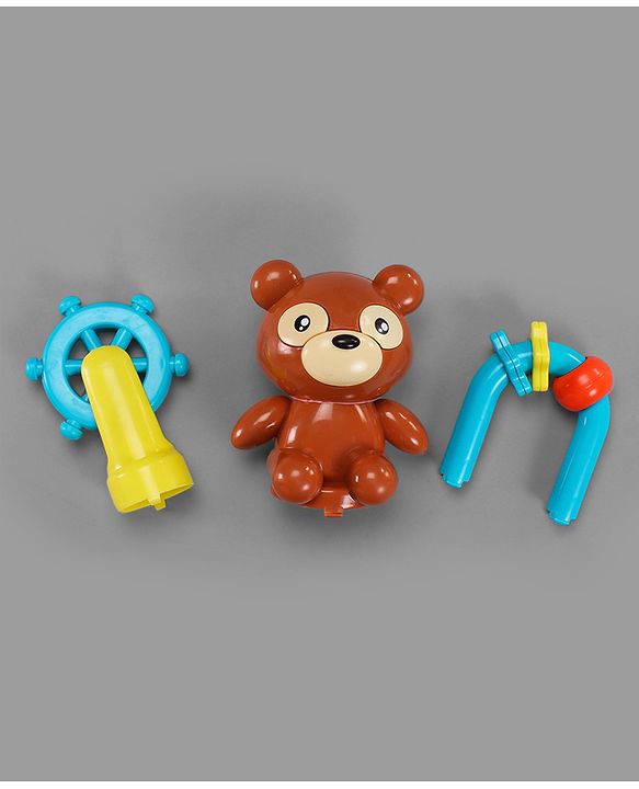 Babyhug Teddy Foldable Baby Walker with Toy Bar Music & Lights - Teal Blue| Adjustable Height| 360° Swivel Wheels| Detachable Toy Bar
