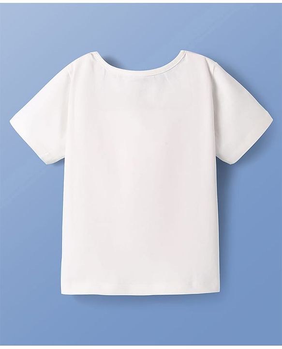 Pine Kids Single Jersey Knit Half Sleeves Shorts Night Suit with Happy Mood Text Print - White