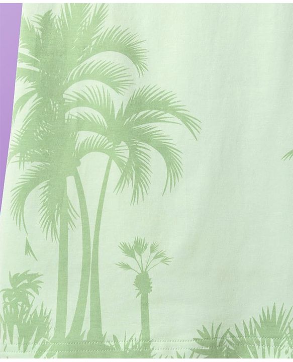 Pine Kids Single Jersey Knit Half Sleeves Shorts Night Suit with Coconut Tree Print - Light Green