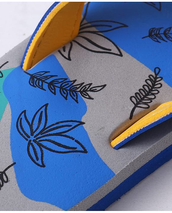 Pine Kids Slip On Flip Flops with Safari Print - Grey & Blue