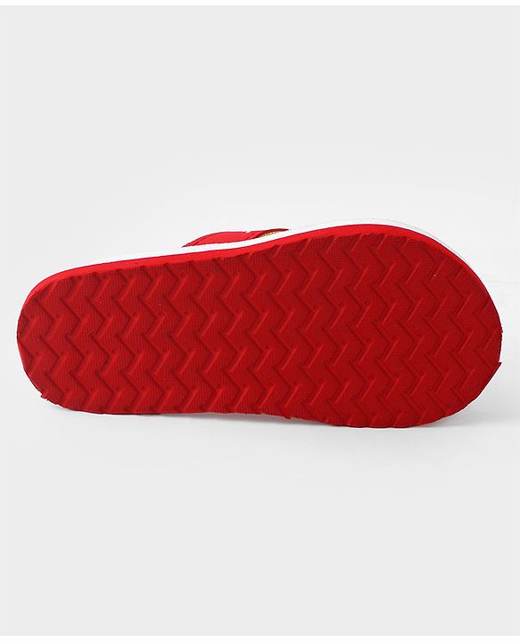 Pine Kids Slip On Flip Flops with Text Print - White & Red