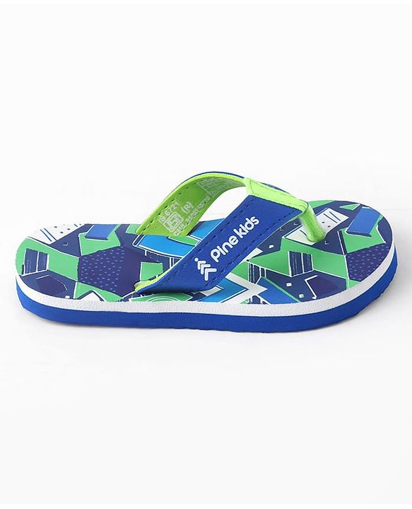 Pine Kids Slip On Flip Flops with Abstract Print - Blue