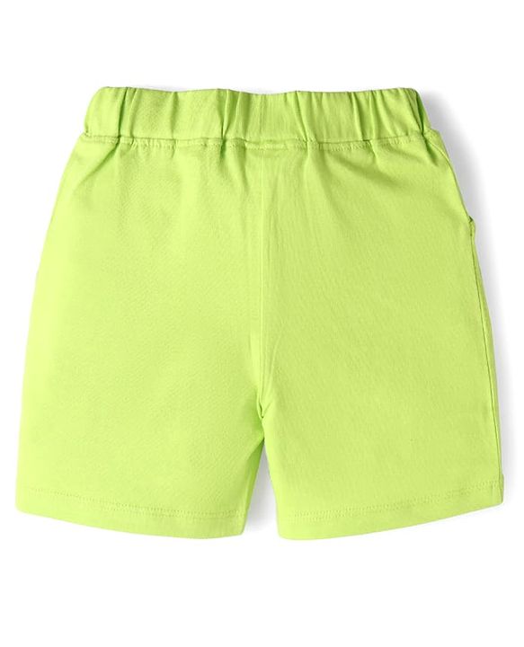Babyhug Single Jersey Knit Sleeveless T-Shirt and Short Set with Dino Print- Light Blue & Green