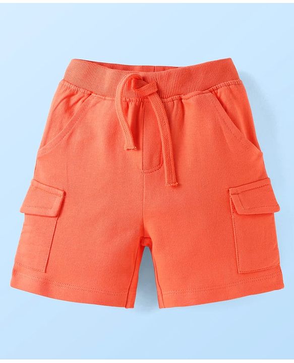 Babyhug Single Jersey Knit Half Sleeves T-Shirt & Shorts Set with Dino Print - White & Orange