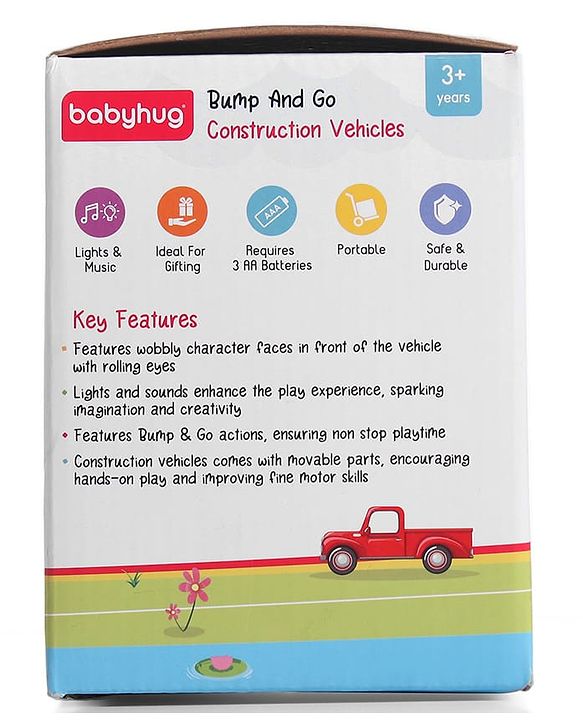 Babyhug 4 in 1 Musical Bump & Go Construction Series Cement Mixer Truck - Green| |BIS Aprroved| Moving Eye | Shape & Color Recognition| Light & Music| Spatial Awareness| Cause & Effect - Yellow