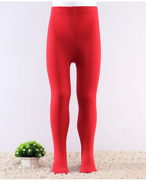 Cute Walk by Babyhug Knit Antibacterial Solid Footed Tights - Red