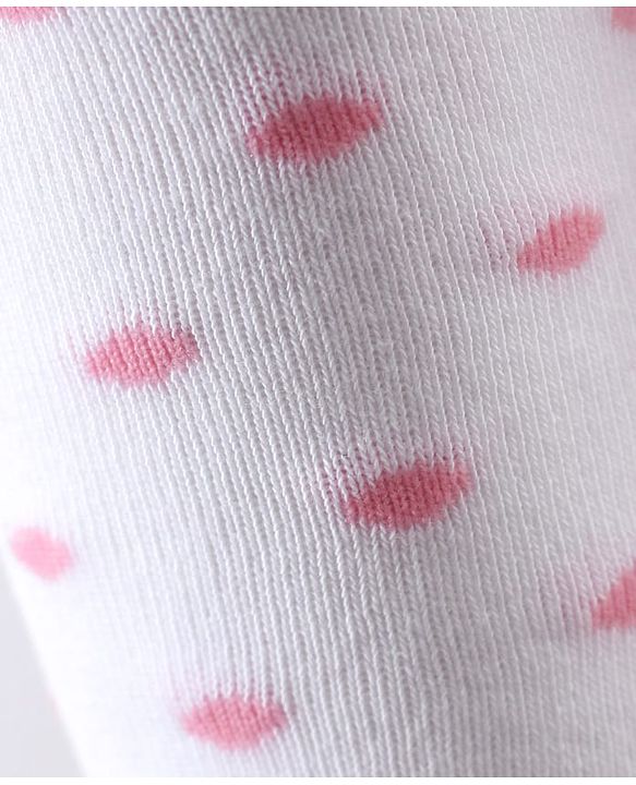 Cute Walk by Babyhug Knit Antibacterial Footed Tights with Polka Dots Design - White