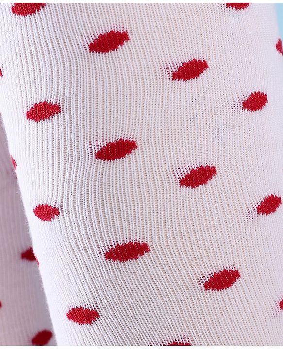 Cute Walk by Babyhug Knit Antibacterial Footed Tights with Polka Dots Design - White
