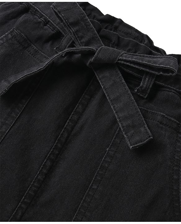 Pine Kids Knee Length Solid Color Denim Skirt - Black