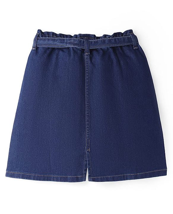 Pine Kids Knee Length Solid Color Denim Skirt - Black