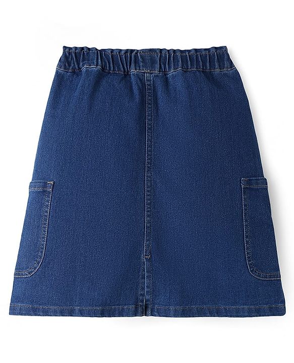 Pine Kids Knee Length Washed Denim Skirt - Blue