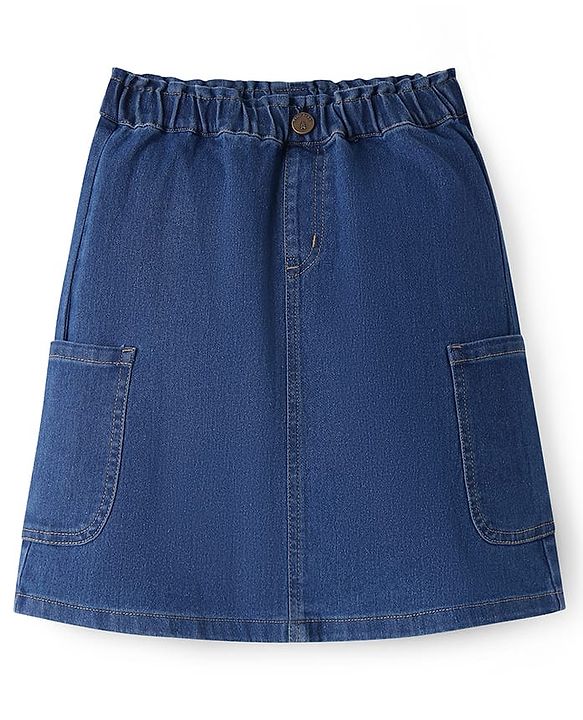 Pine Kids Knee Length Washed Denim Skirt - Blue