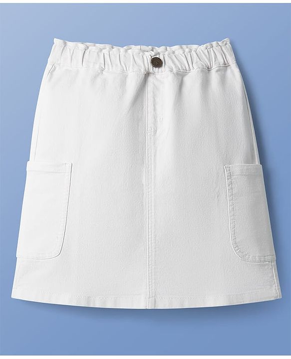 Pine Kids Knee Length Washed Denim Skirt - Blue