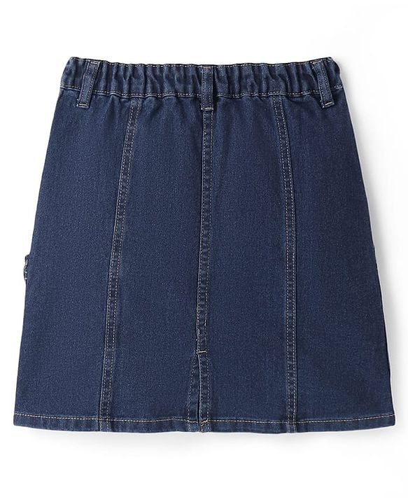 Pine Kids Knee Length Washed Denim Skirt - Navy Blue
