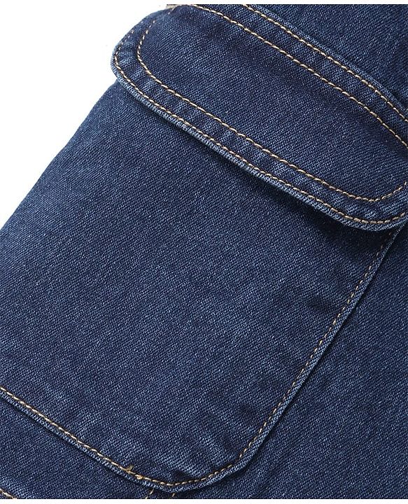 Pine Kids Knee Length Washed Denim Skirt - Navy Blue