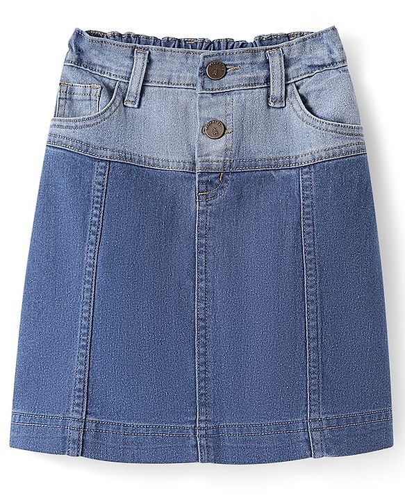 Pine Kids Denim Wove Washed Knee Length Skirt - Blue