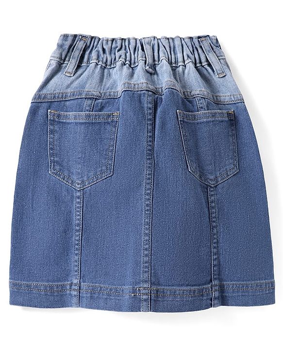 Pine Kids Denim Wove Washed Knee Length Skirt - Blue