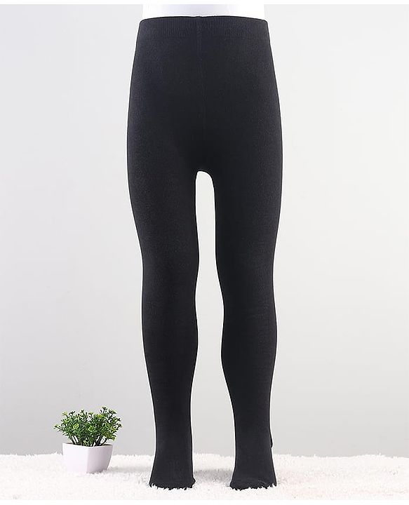 Cute Walk by Babyhug Knit Antibacterial Solid Footed Tights - Black