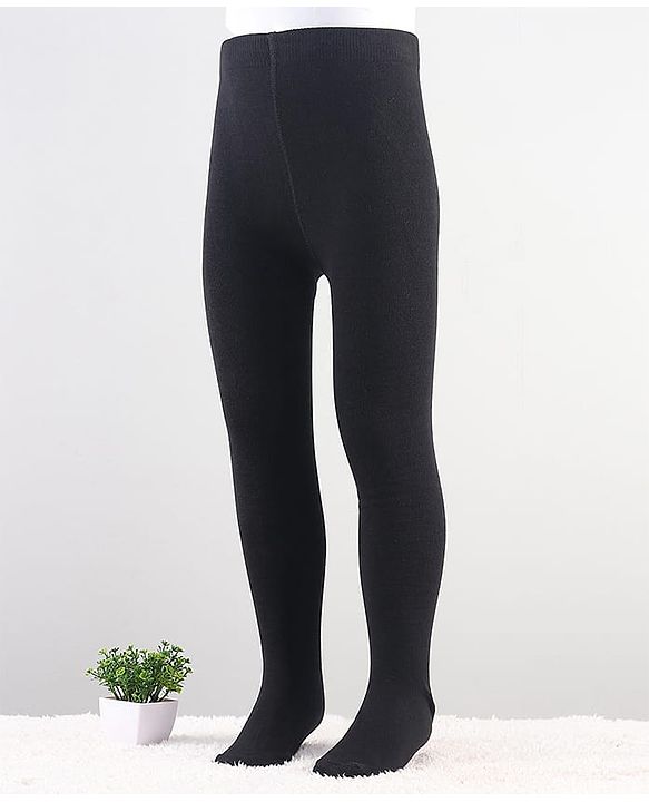 Cute Walk by Babyhug Knit Antibacterial Solid Footed Tights - Black