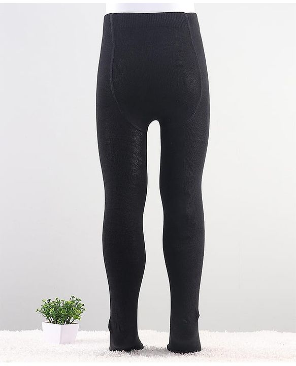 Cute Walk by Babyhug Knit Antibacterial Solid Footed Tights - Black