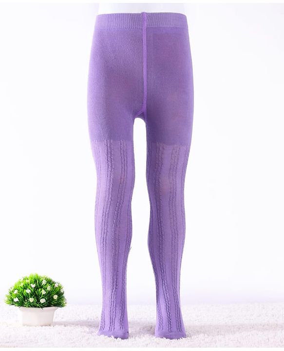 Cute Walk by Babyhug Knit Antibacterial  Footed Tights with Cable Knit Design - Purple