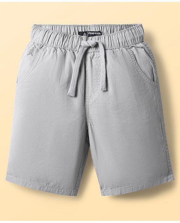 Pine Kids Cotton Woven Knee Length Solid Color Shorts - Navy Blue