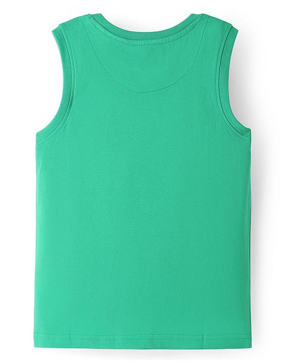 Pine Kids Cotton Knit Sleeveless Tank T-Shirt with Beach Theme Print - Mint