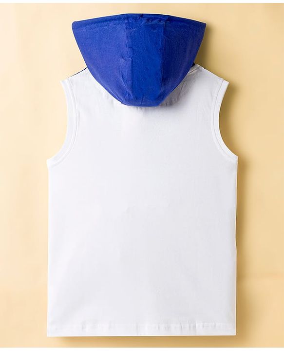Pine Kids Cotton Knit Sleeves Hooded T-Shirt with Coconut Tree Print - White