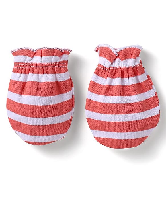 Babyhug 100% Cotton Mittens With Vehicles Text Print & Stripes Pack of 3 - Light Blue Red & Yellow