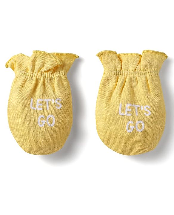 Babyhug 100% Cotton Mittens With Vehicles Text Print & Stripes Pack of 3 - Light Blue Red & Yellow