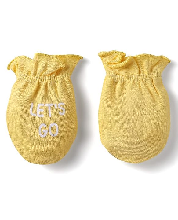 Babyhug 100% Cotton Mittens With Vehicles Text Print & Stripes Pack of 3 - Light Blue Red & Yellow