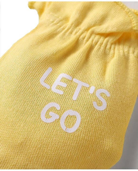 Babyhug 100% Cotton Mittens With Vehicles Text Print & Stripes Pack of 3 - Light Blue Red & Yellow