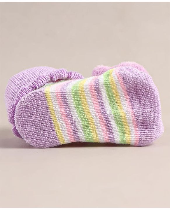 Cute Walk by Babyhug Sock Shoes with Bear Applique - Lilac