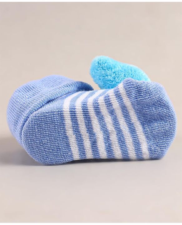 Cute Walk by Babyhug Sock Shoes with Bear Applique - Blue