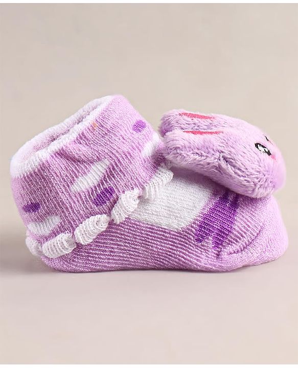 Cute Walk by Babyhug Sock Shoes with Bunny Applique - Lilac