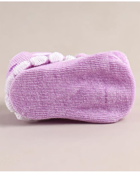 Cute Walk by Babyhug Sock Shoes with Bunny Applique - Lilac